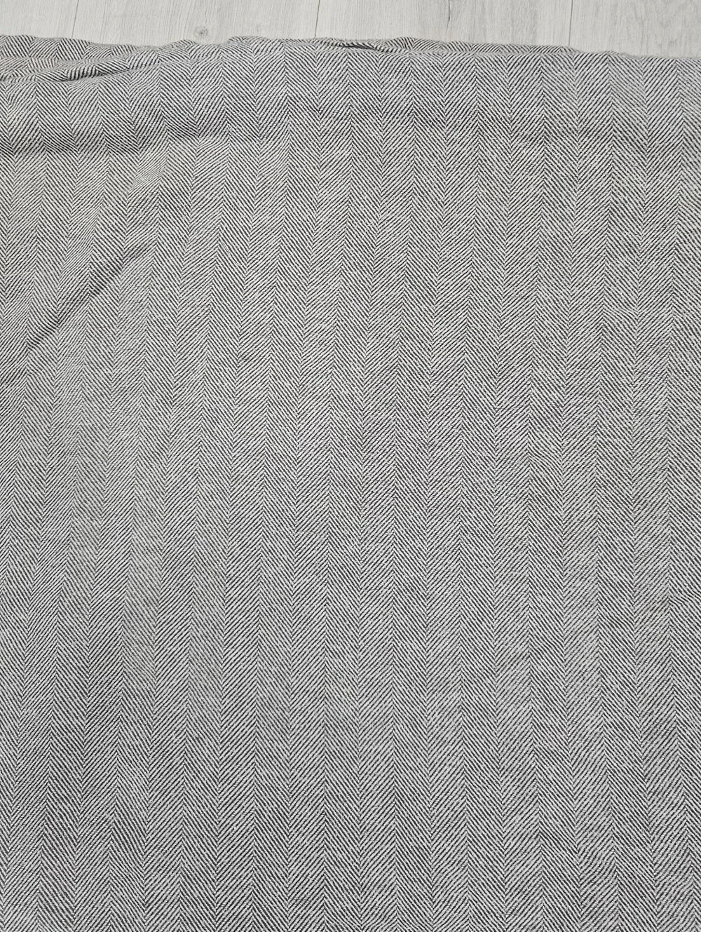West Elm KING Gray Blue Herringbone Stripe Duvet Cover Organic Cotton Heavy
